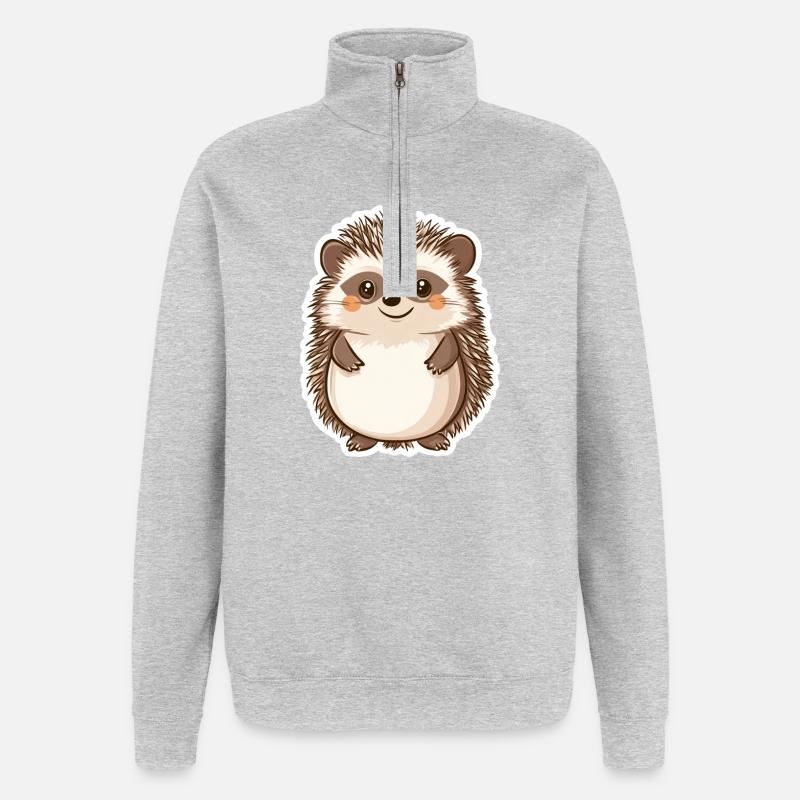 Hérisson - Sweat à zip 1/4 - gris chiné