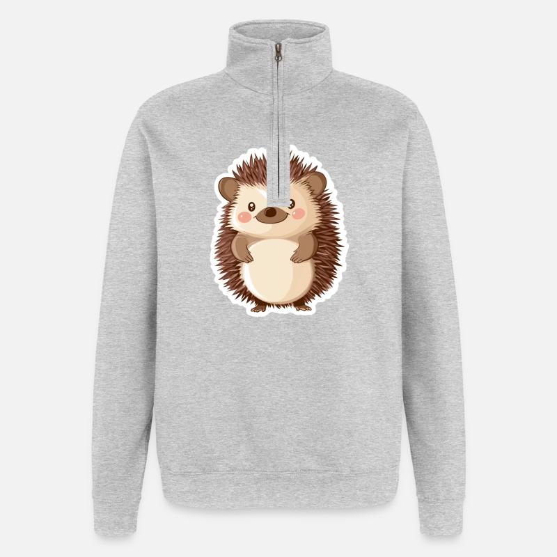 Hérisson - Sweat à zip 1/4 - gris chiné