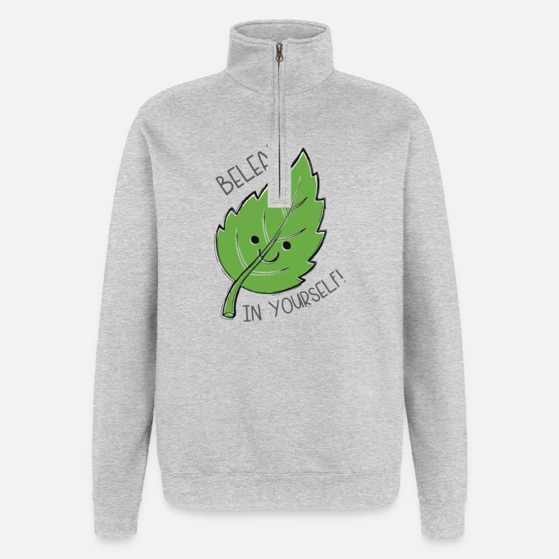 Feuilles en vous-même - Sweat à zip 1/4 - gris chiné
