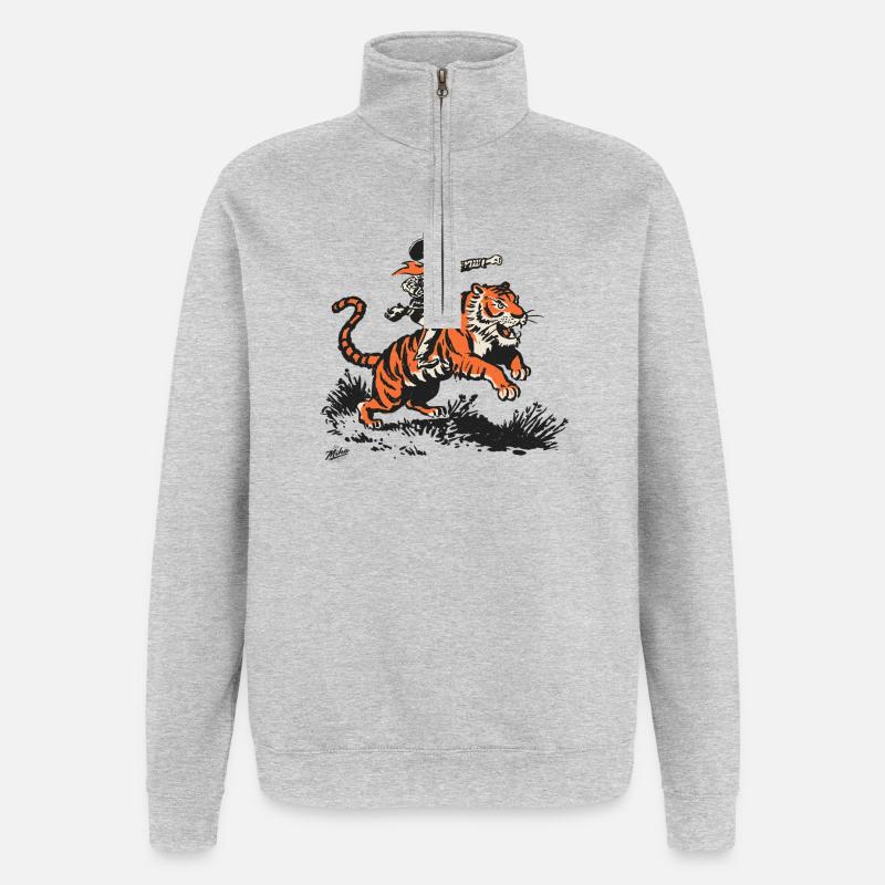 Kleiner Tiger Cowboy - Quarter-Zip-Sweatshirt - Grau meliert