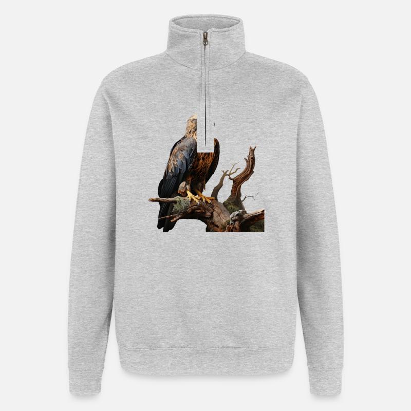 Imperial eagle on mossy branch - Quarter-Zip Sweatshirt - heather grey