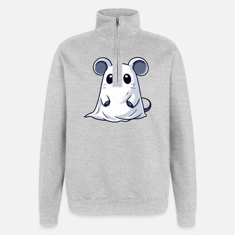 Mouse Halloween Ghost - Quarter-Zip Sweatshirt - heather grey