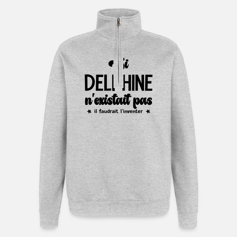 Delphine personalisiertes Geschenk Delphine - Quarter-Zip-Sweatshirt - Grau meliert