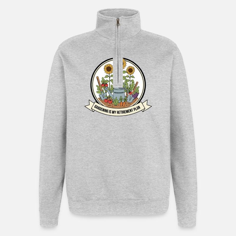 Jardinage Mon plan de retraite - Sweat à zip 1/4 - gris chiné