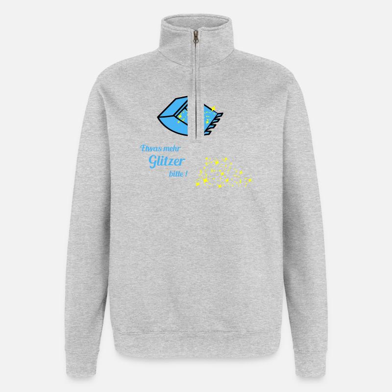 plus de paillettes - Sweat à zip 1/4 - gris chiné