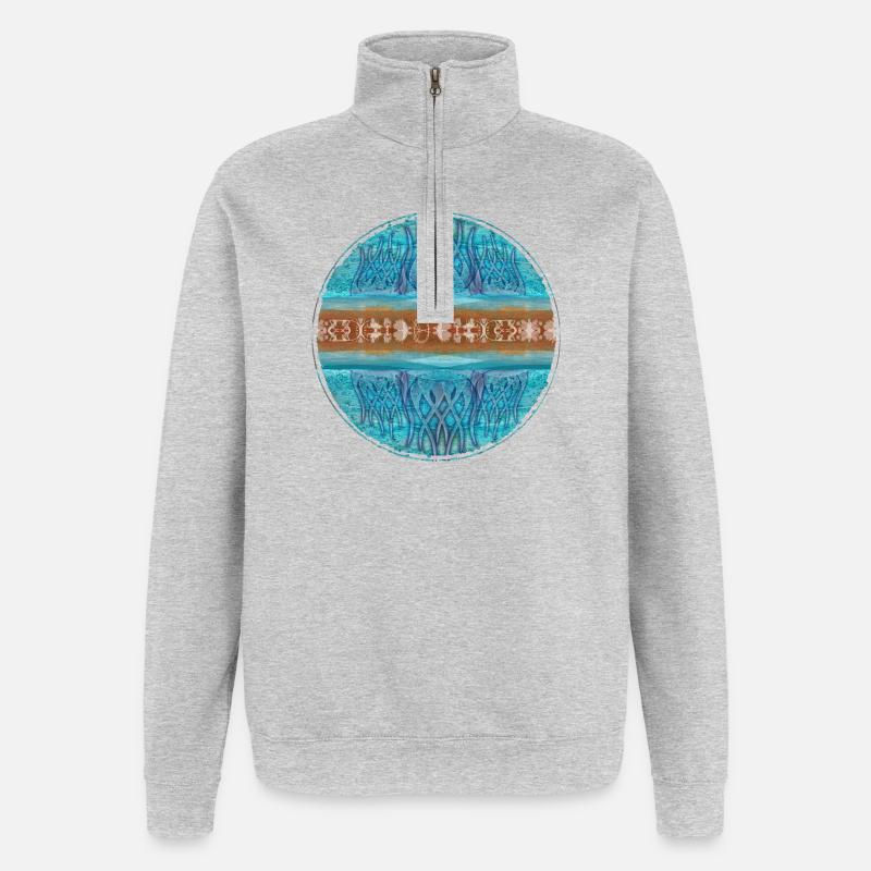 Oceanic pattern rings - Quarter-Zip Sweatshirt - heather grey