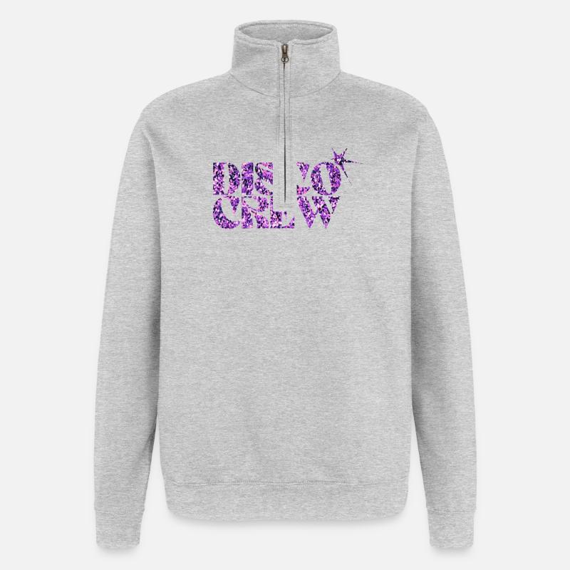Disco Crew Purple Glitter Logo - Sweat à zip 1/4 - gris chiné