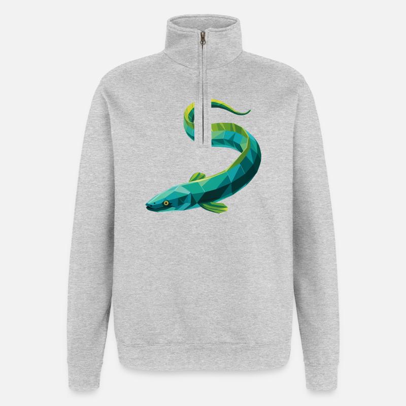 Eel - Cool Low Poly Logo - Quarter-Zip Sweatshirt - heather grey