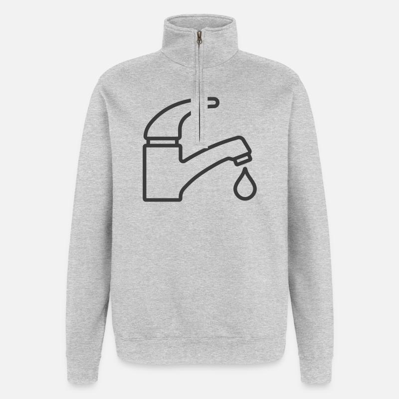 Robinet d’eau Robinet Icône Logo Plombier - Sweat à zip 1/4 - gris chiné