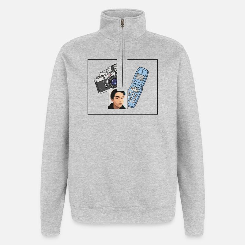 Foto-Dampf - Quarter-Zip-Sweatshirt - Grau meliert