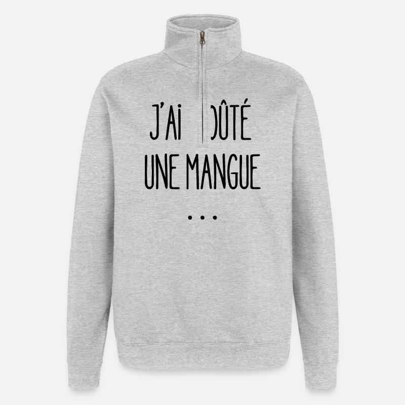 Ich habe eine Mango probiert - Quarter-Zip-Sweatshirt - Grau meliert