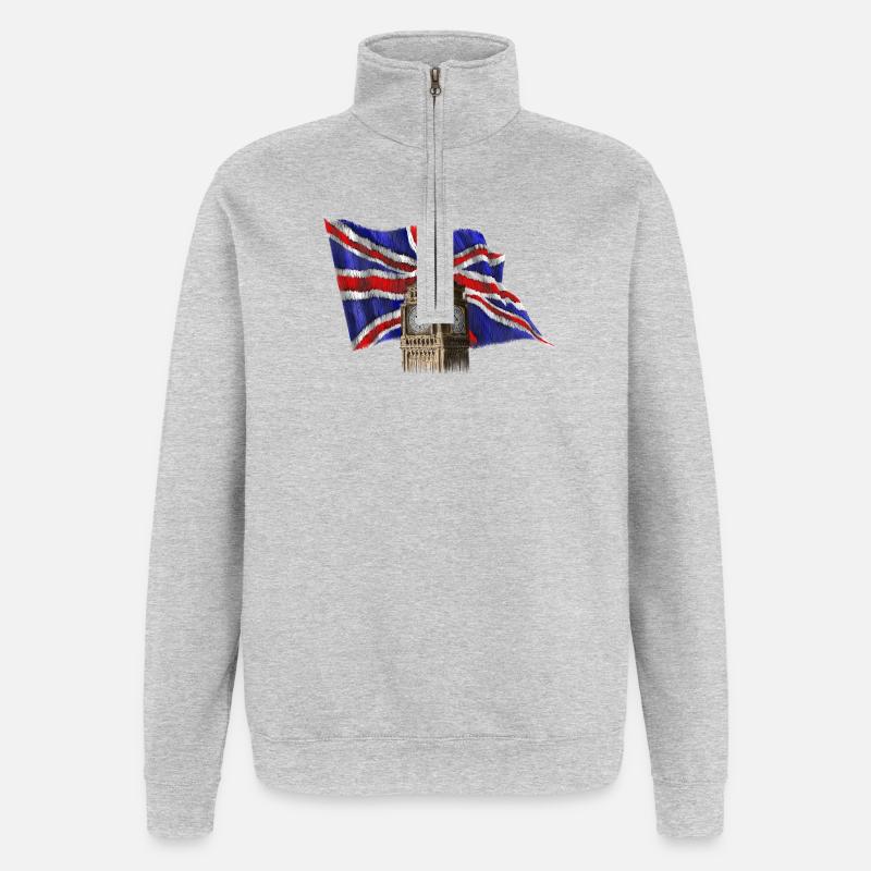 Big Ben - Sweat à zip 1/4 - gris chiné