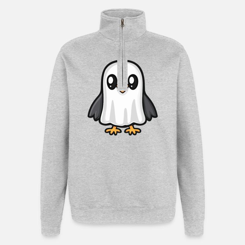 Adler Halloween Geist Vogel - Quarter-Zip-Sweatshirt - Grau meliert