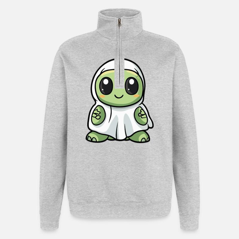 Schildkröte Halloween Geist - Quarter-Zip-Sweatshirt - Grau meliert