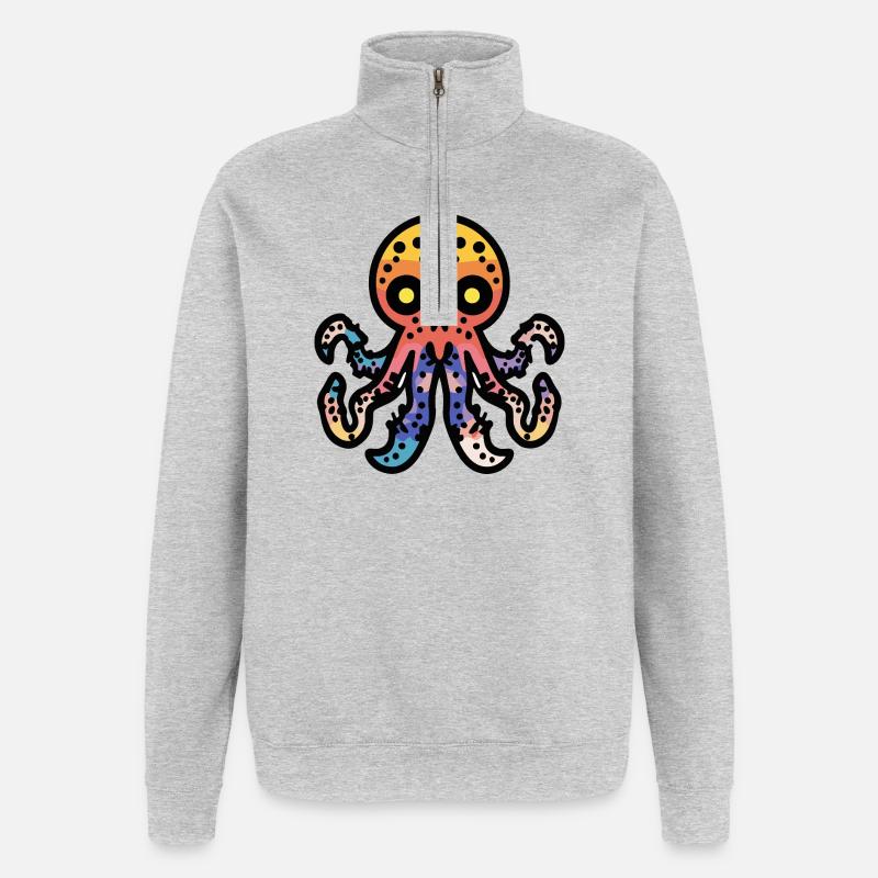 Octopus Halloween Comic Funny - Quarter-Zip Sweatshirt - heather grey
