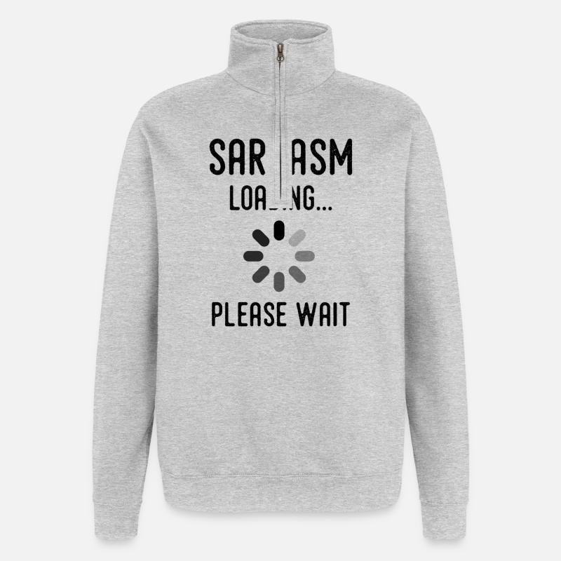Sarkasmus Loading, bitte warten - Quarter-Zip-Sweatshirt - Grau meliert