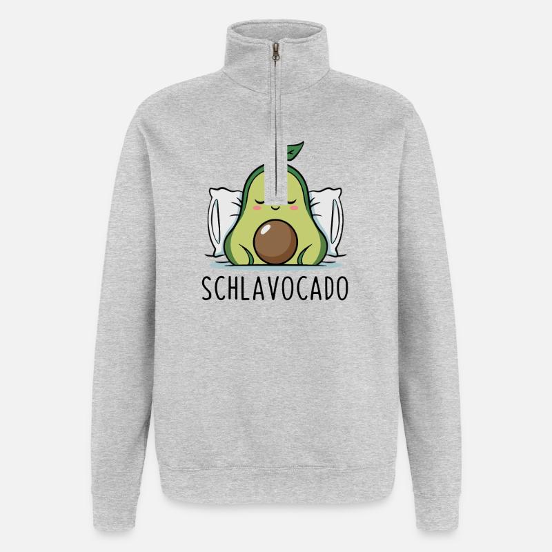 Schlavocado Drôle d’avocat Jeu de mots - Sweat à zip 1/4 - gris chiné