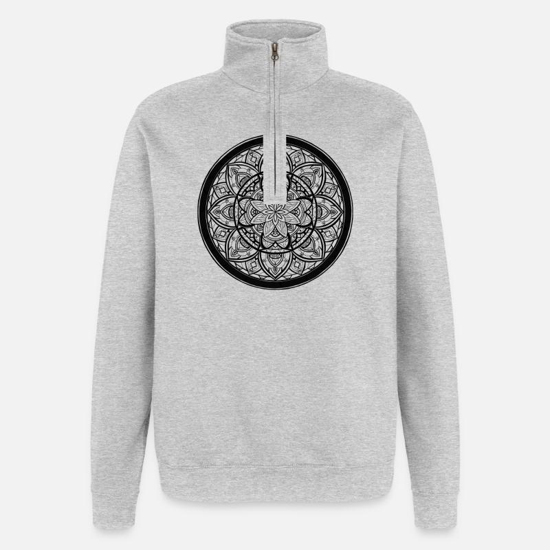 Mandala Kontur  - Quarter-Zip-Sweatshirt - Grau meliert