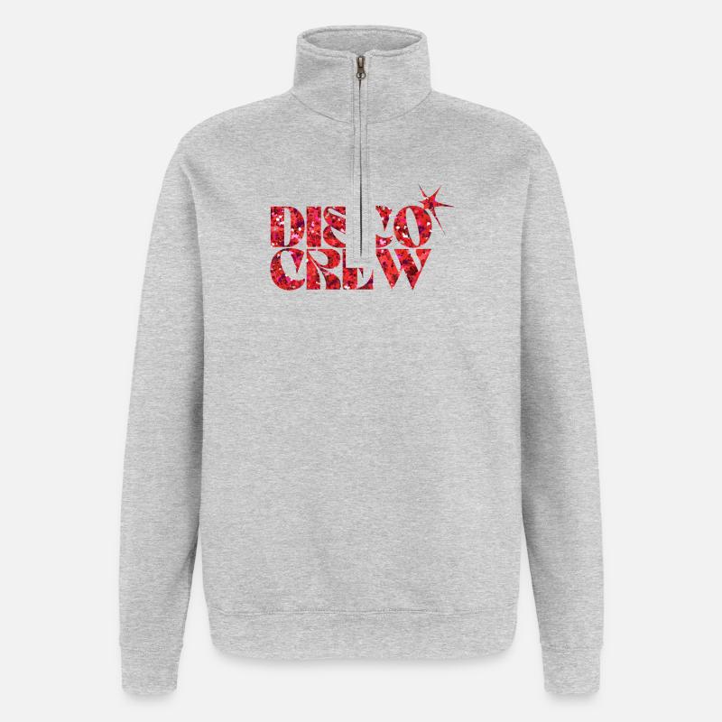 Disco Crew Red Neon Splash - Sweat à zip 1/4 - gris chiné