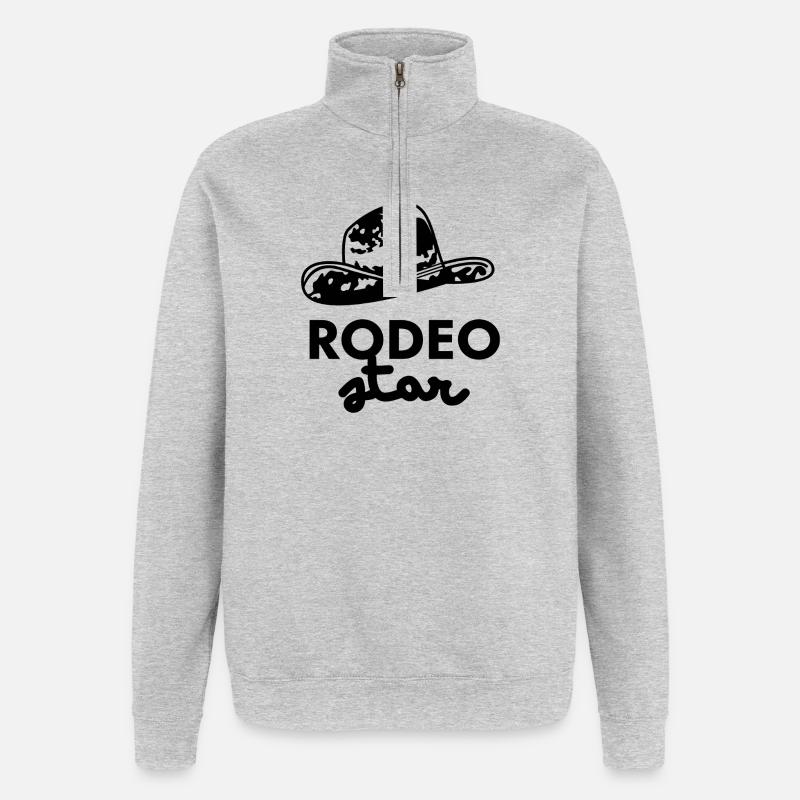 Logo des Rodeo-Sternhutes - Quarter-Zip-Sweatshirt - Grau meliert