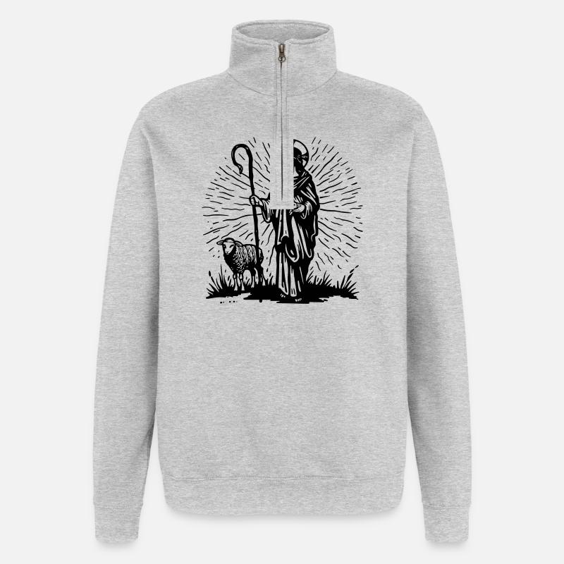 Good Shepherd Illustration - Quarter-Zip Sweatshirt - heather grey