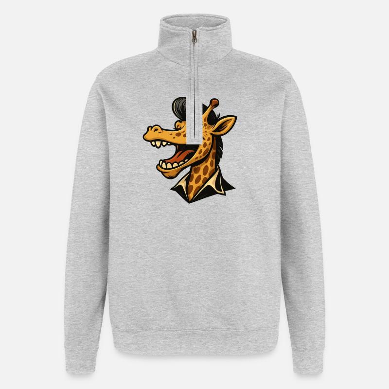 Stretch avec style – Cool Giraffe - Sweat à zip 1/4 - gris chiné