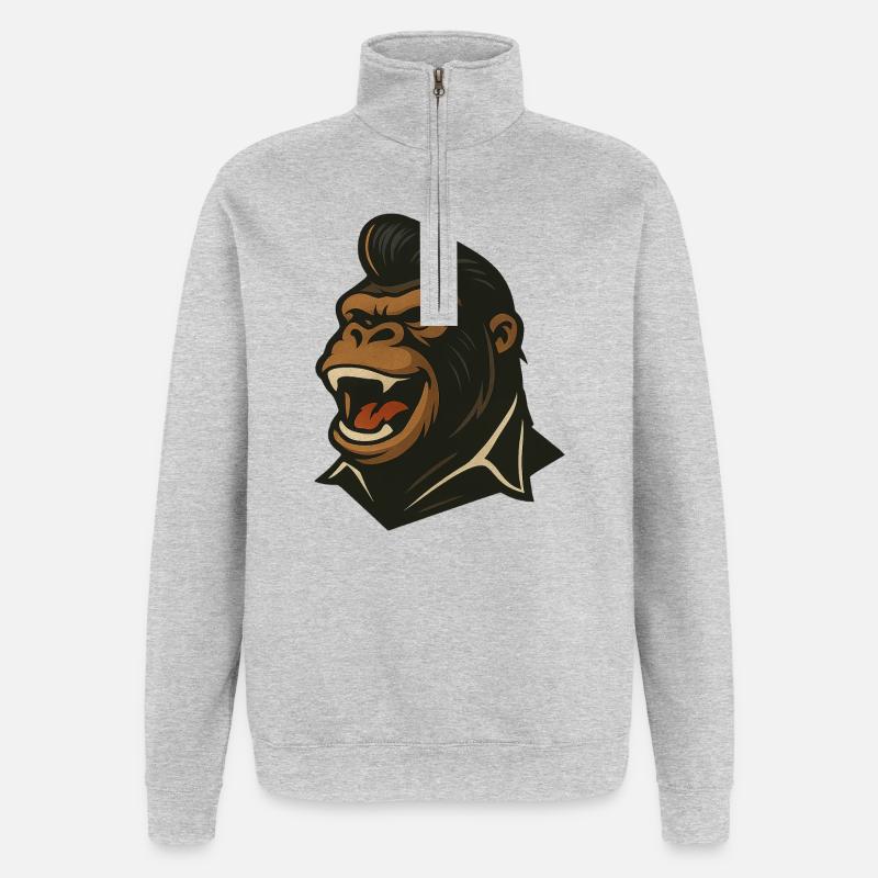 Stomp with Style – Gorilla Edition - Quarter-Zip Sweatshirt - heather grey