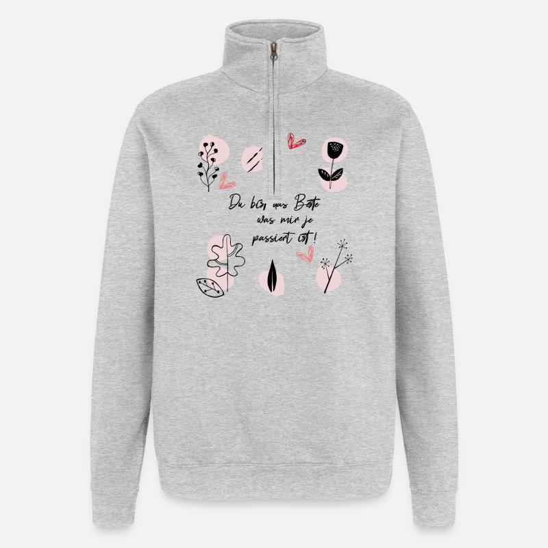 Du bist das Beste - Quarter-Zip-Sweatshirt - Grau meliert