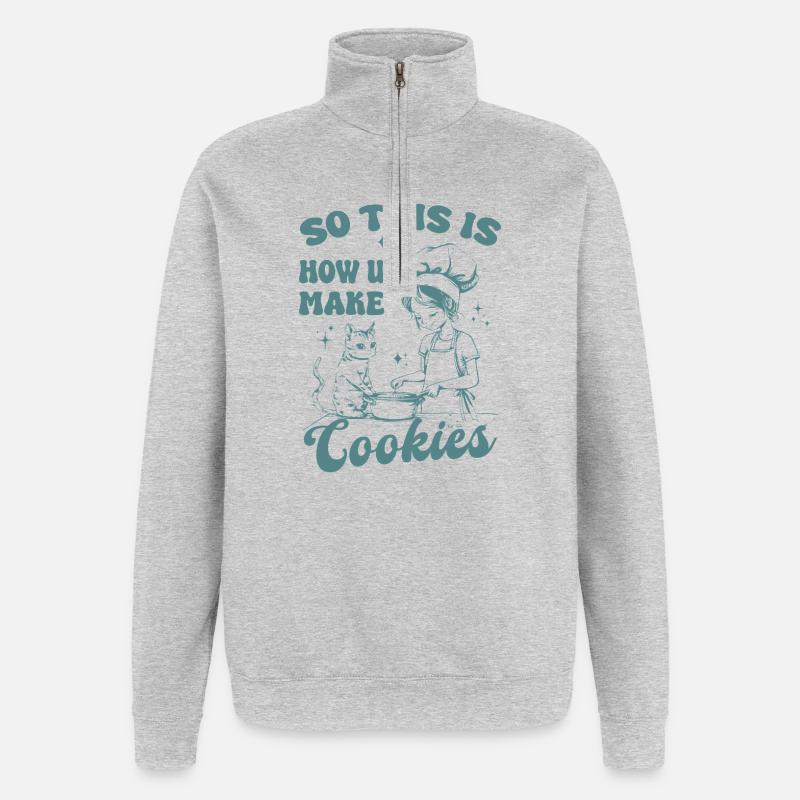 So machen Sie Cookies - Quarter-Zip-Sweatshirt - Grau meliert