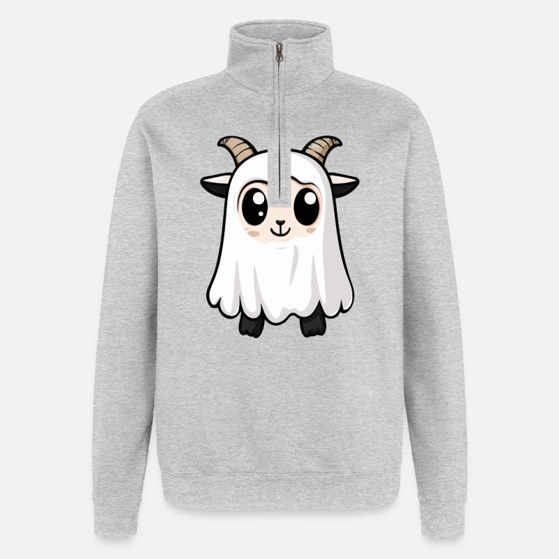 Bergziege Halloween Geist - Quarter-Zip-Sweatshirt - Grau meliert