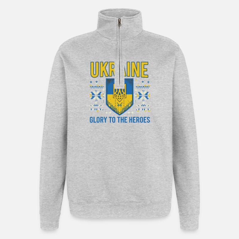 Ukraine Crest Glory Tee - Quarter-Zip Sweatshirt - heather grey