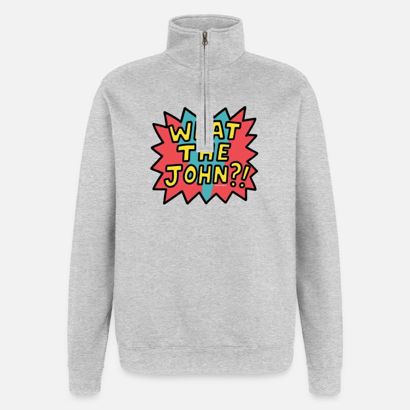 Qu’est-ce que c’est que John ?? - Sweat à zip 1/4 - gris chiné