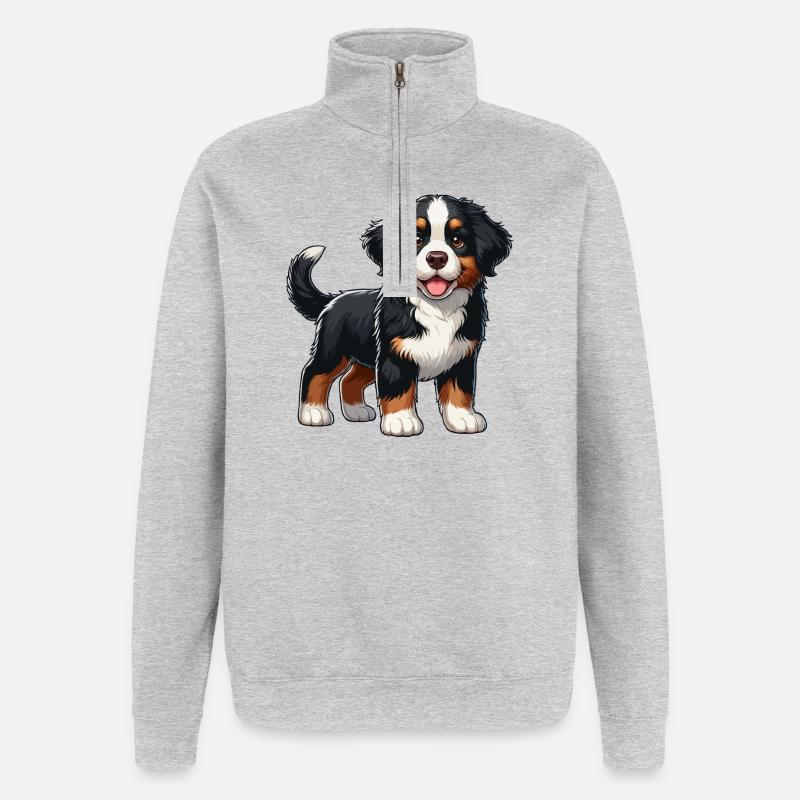 Bouvier Bernois chiot doux - Sweat à zip 1/4 - gris chiné