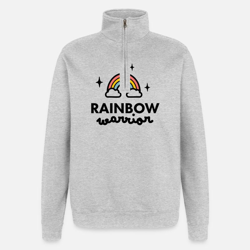 Regenbogen-Krieger-Logo - Quarter-Zip-Sweatshirt - Grau meliert