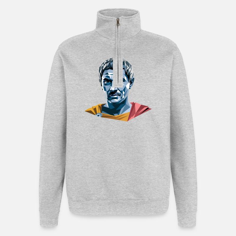 Caesar - Logo de l’histoire cool - Sweat à zip 1/4 - gris chiné
