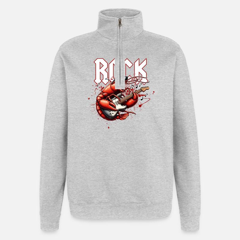 Rocker-Krabbe und E-Gitarre - Quarter-Zip-Sweatshirt - Grau meliert