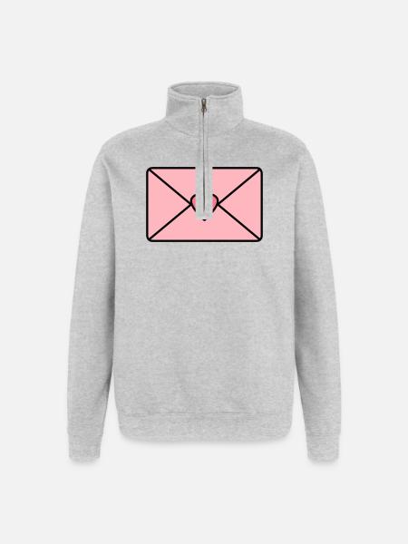 Liebesbrief mit Herz - Quarter-Zip-Sweatshirt - Grau meliert