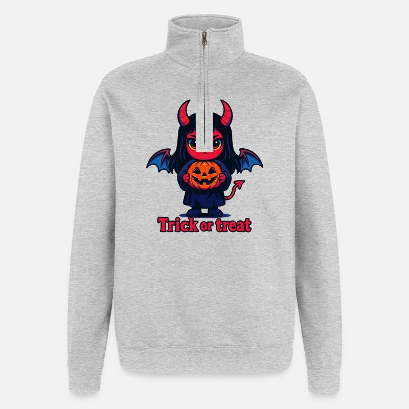 Trick or Treat – Cute Devil - Quarter-Zip Sweatshirt - heather grey