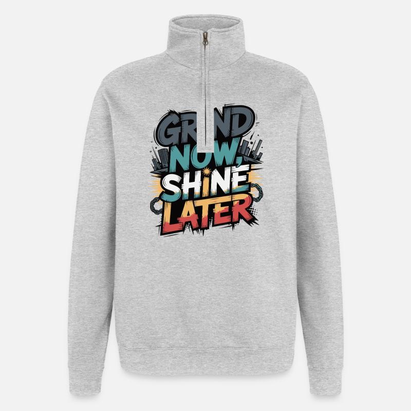 Broyer maintenant briller plus tard - Sweat à zip 1/4 - gris chiné