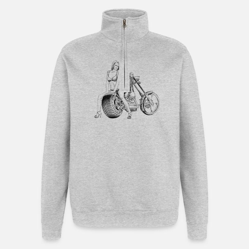 Bikini am Chopper - Quarter-Zip-Sweatshirt - Grau meliert
