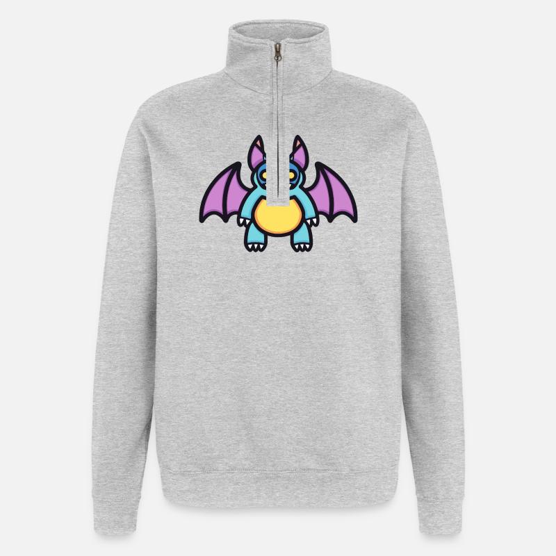 Fledermaus Halloween Comic Lustig - Quarter-Zip-Sweatshirt - Grau meliert