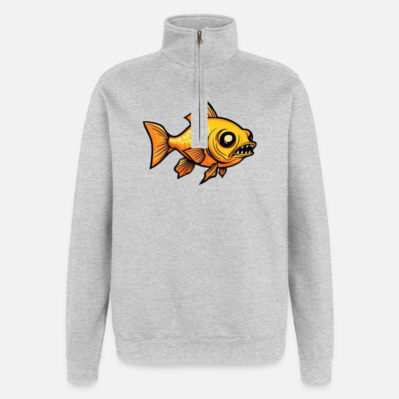 Goldfisch Halloween Comic Zombie - Quarter-Zip-Sweatshirt - Grau meliert