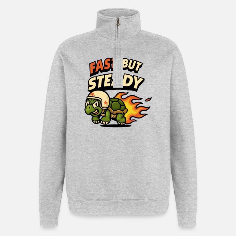 Schnell Doch Beständig Schildkröte Design - Quarter-Zip-Sweatshirt - Grau meliert