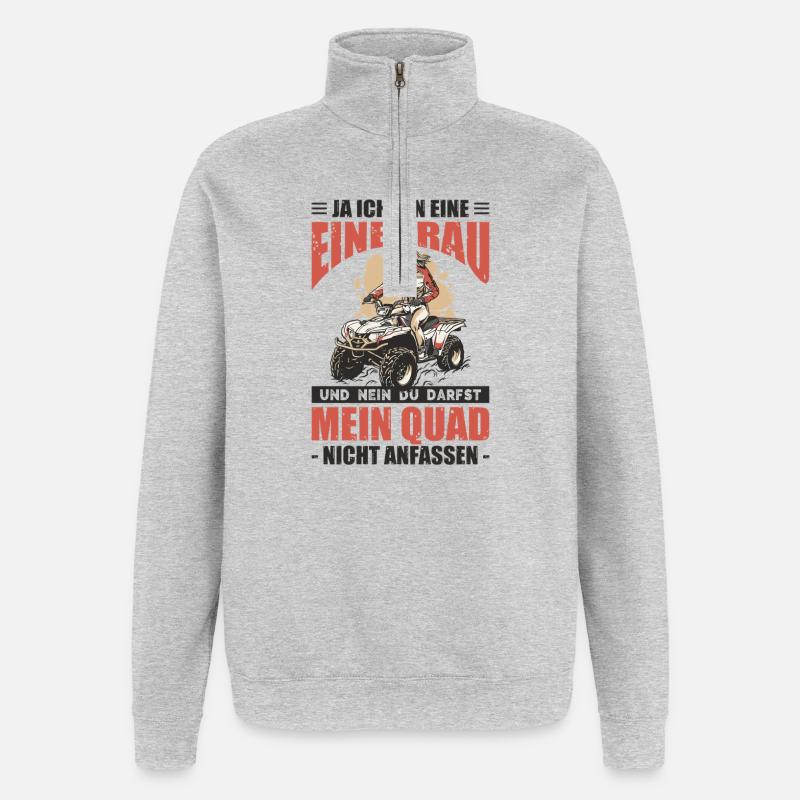Du Darfst Mein Quad Nicht Anfassen - Quarter-Zip-Sweatshirt - Grau meliert