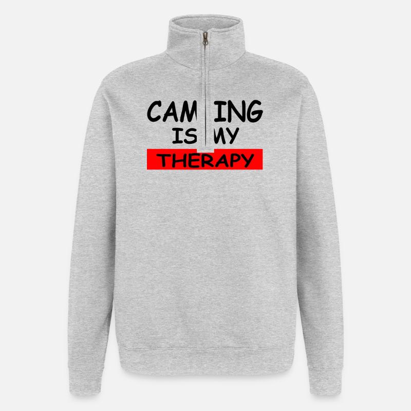 Camping - Sweat à zip 1/4 - gris chiné