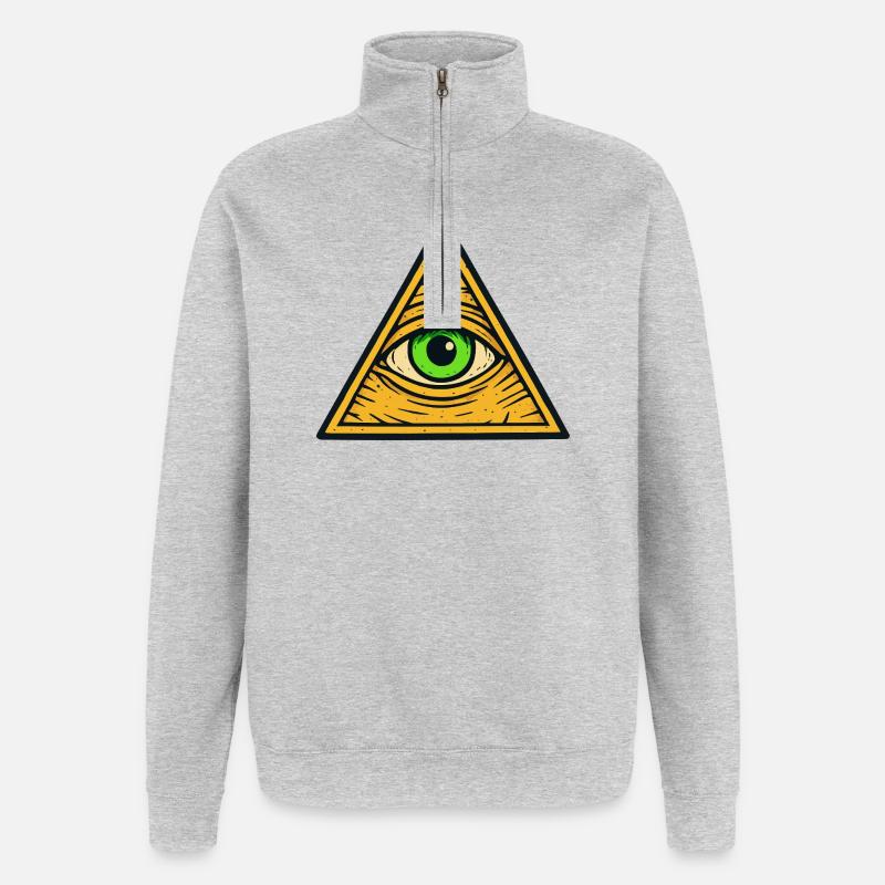 All-Seeing Eye Triangle - Quarter-Zip Sweatshirt - heather grey