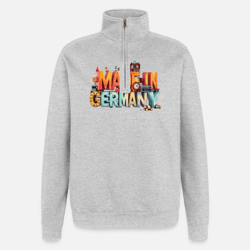 Made in Germany Spielwelten Pop-Art - Quarter-Zip-Sweatshirt - Grau meliert