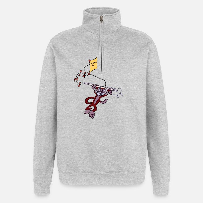 Adventure Monkey - Quarter-Zip Sweatshirt - heather grey