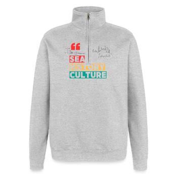 Geschichte - Quarter-Zip-Sweatshirt - Grau meliert - Vorne - AI Model Female 172 light (172cm) & AI Model Male 178 dark (178cm)