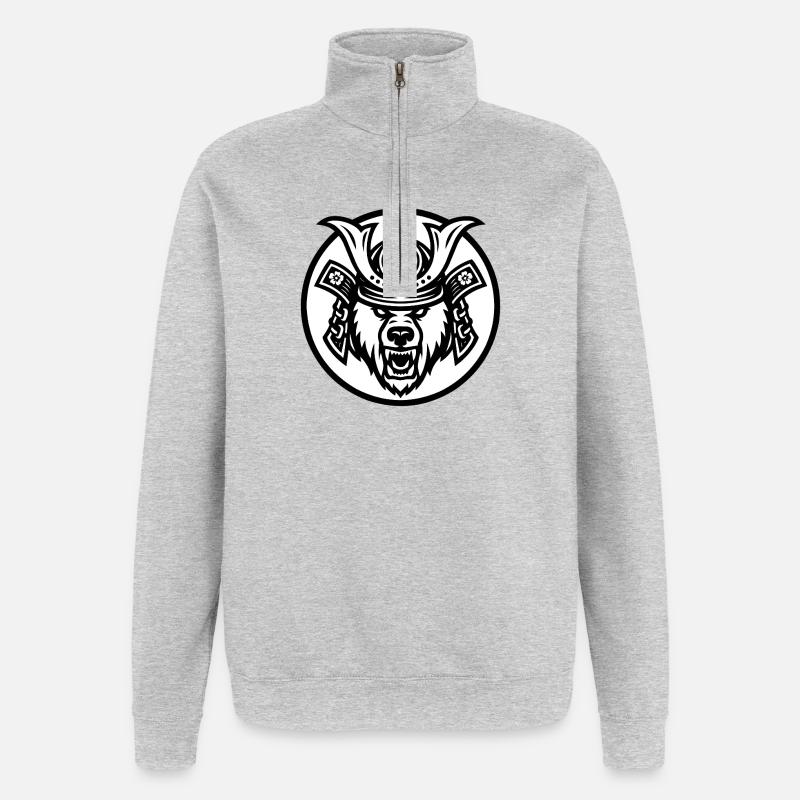 Ours Samuraï Ju-1 - Sweat à zip 1/4 - gris chiné